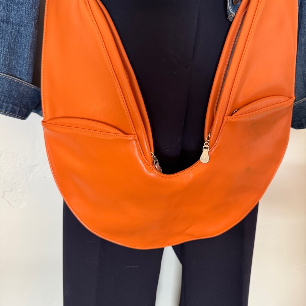 The SASH Orange Faux Vegan Leather Shoulder Purse Travel Sling Crossbody Boho - Picture 8 of 12